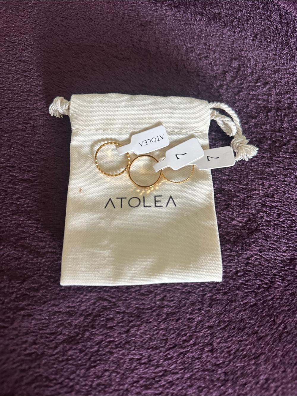 ATOLEA Gold Stacking Ring Set - Textured & Smooth Bands